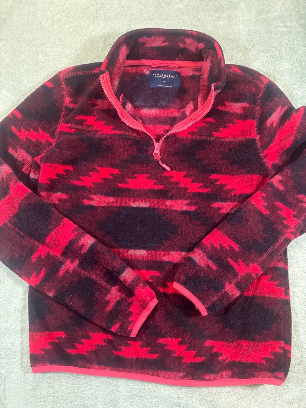 éropostale Southwestern Aztec Print Quarter-Zip Fleece Pullover Jacket M